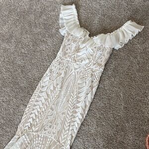 Elegant Cream Off-Shoulder Dress